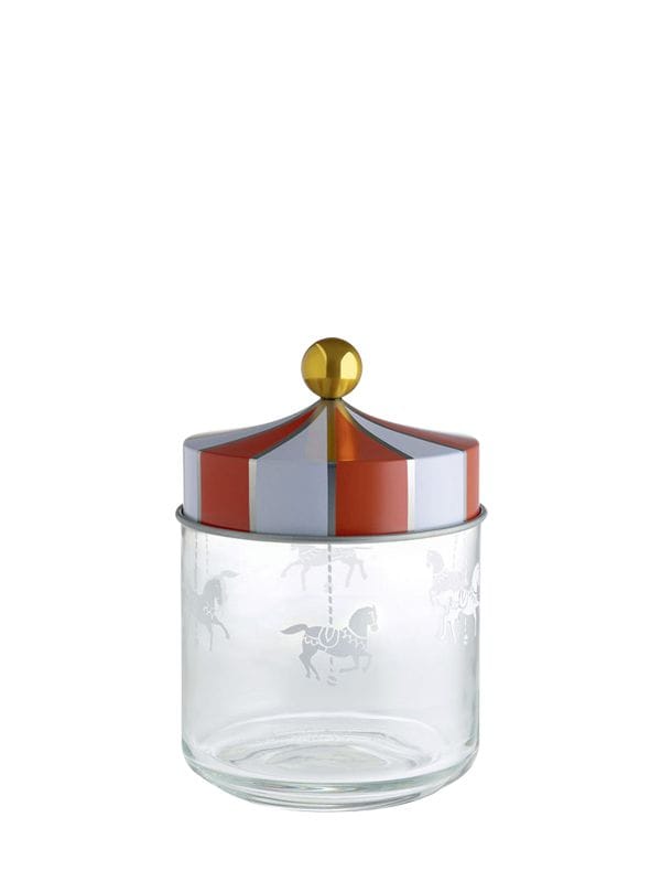 Alessi Circus Medium Glass Container W/ Lid In Multicolor