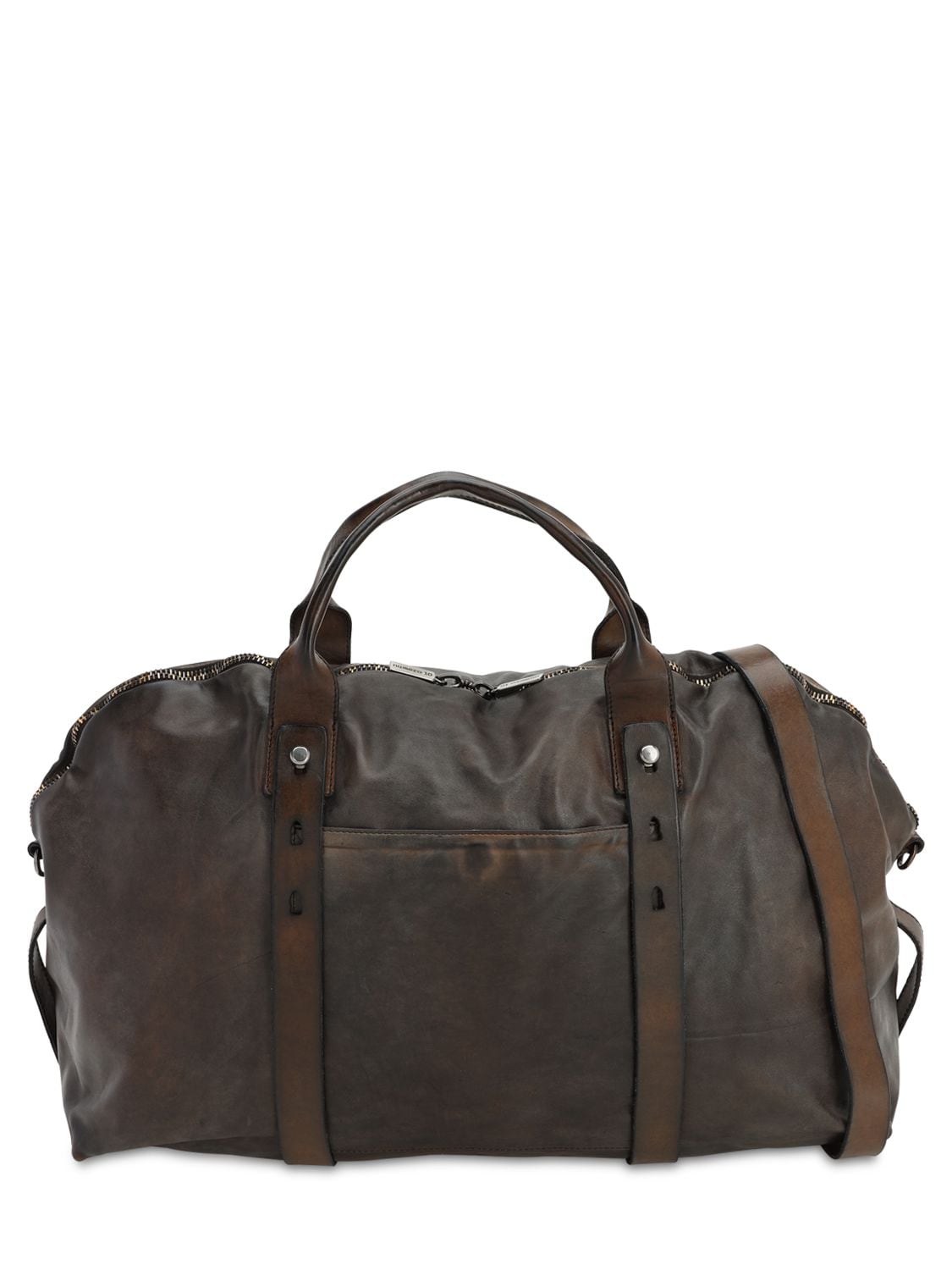 Numero 10 Unisex Leather Duffle Bag In Brown