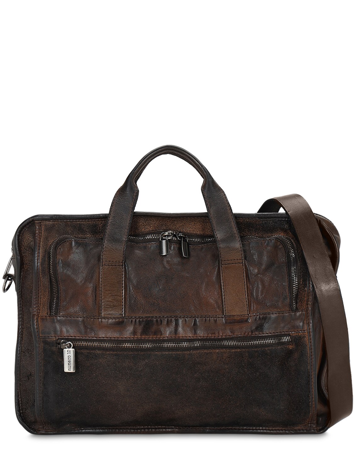 Numero 10 Office Leather Crossbody Bag In Brown