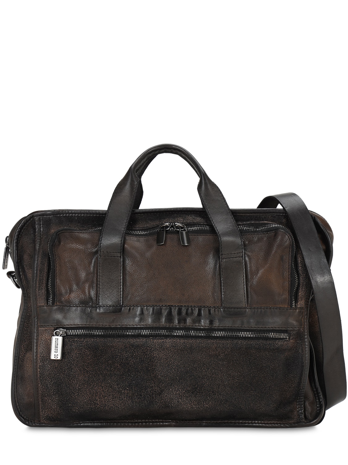 Numero 10 Office Leather Crossbody Bag In Black