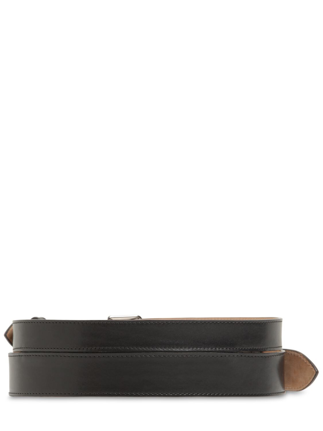 Shop Alexander Mcqueen 6cm Double Smooth Leather Belt In Black