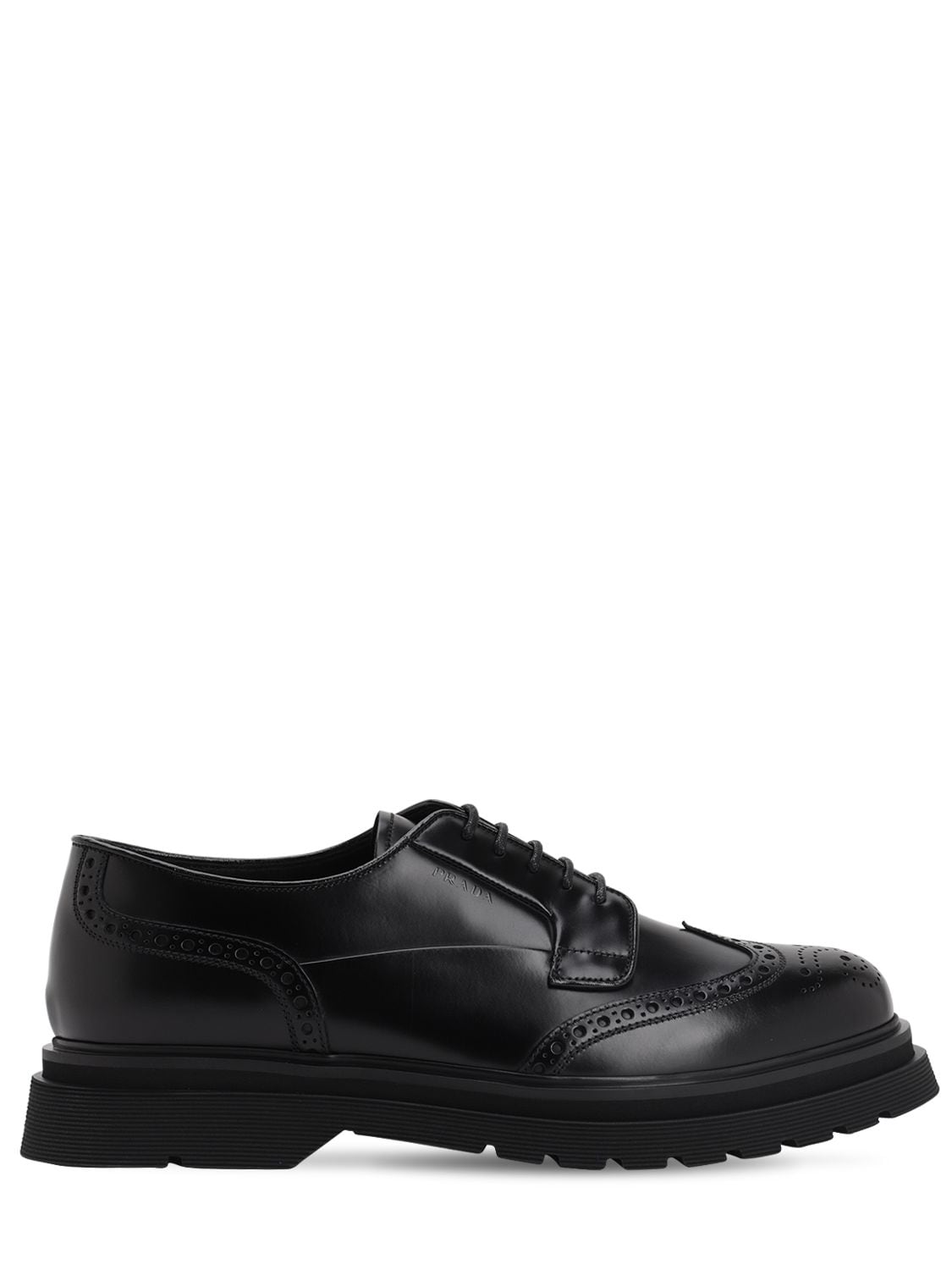 Prada - Brushed leather derby shoes - Black | Luisaviaroma