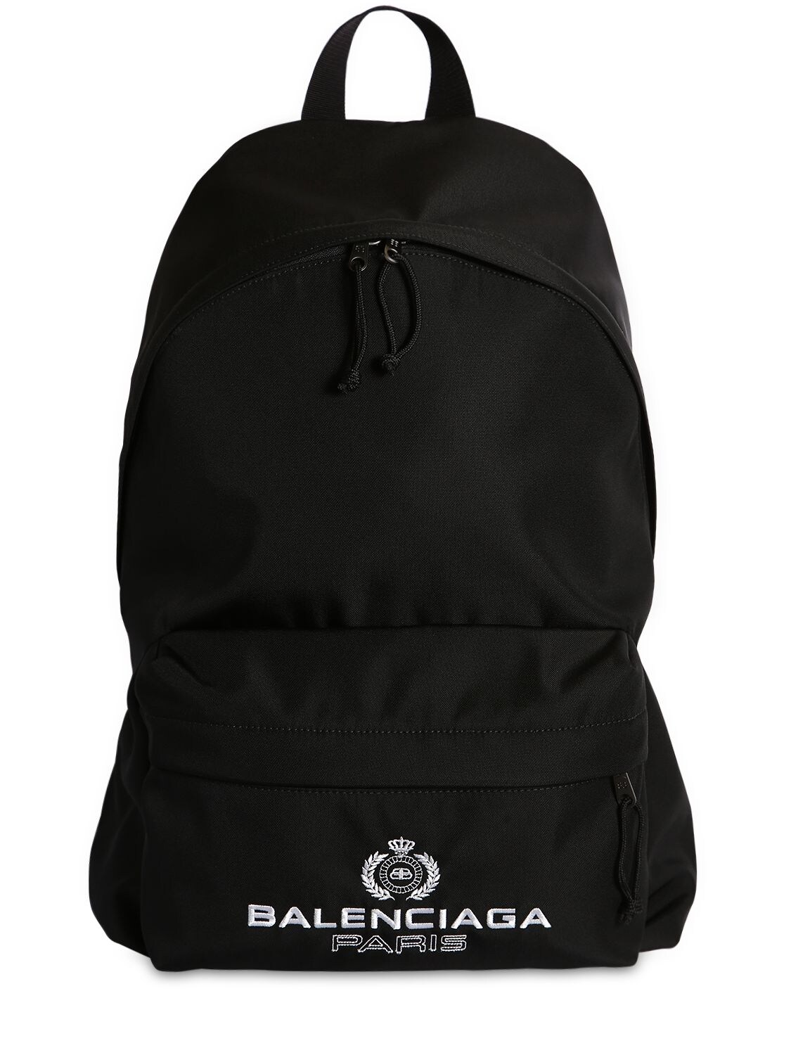 Balenciaga Logo Print Nylon Backpack In Black