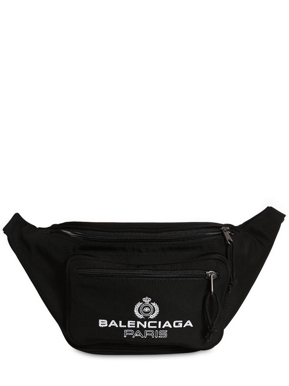 Balenciaga Embroidered Logo Nylon Belt Bag In Black