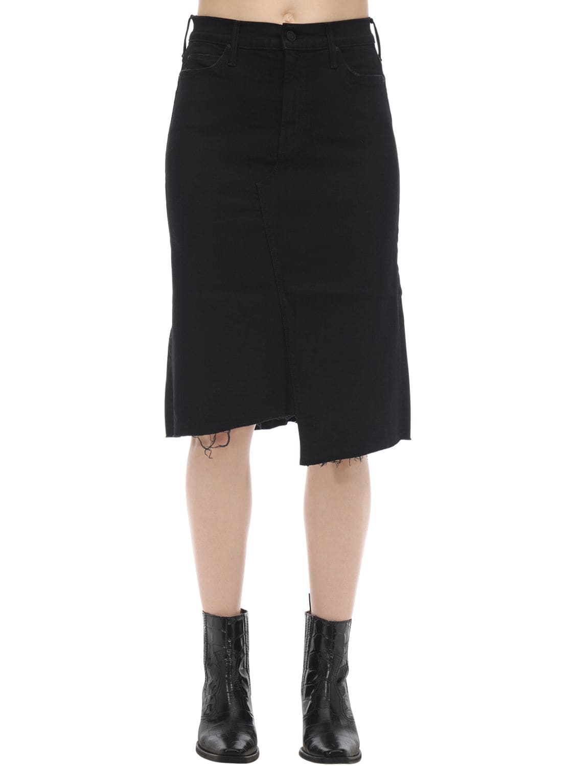 black frayed denim skirt