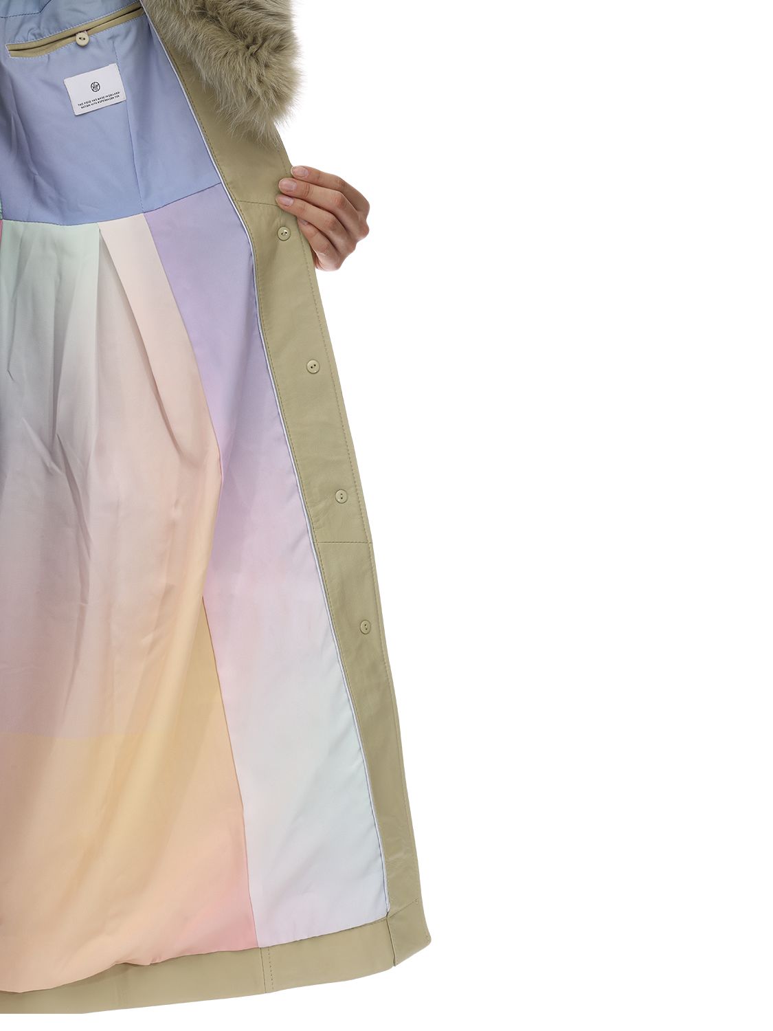 SAKS POTTS FOXY LEATHER COAT W/ FOX FUR