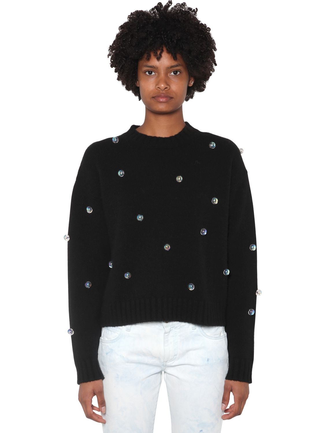 Embellished Wool & Cashmere Knit Sweater