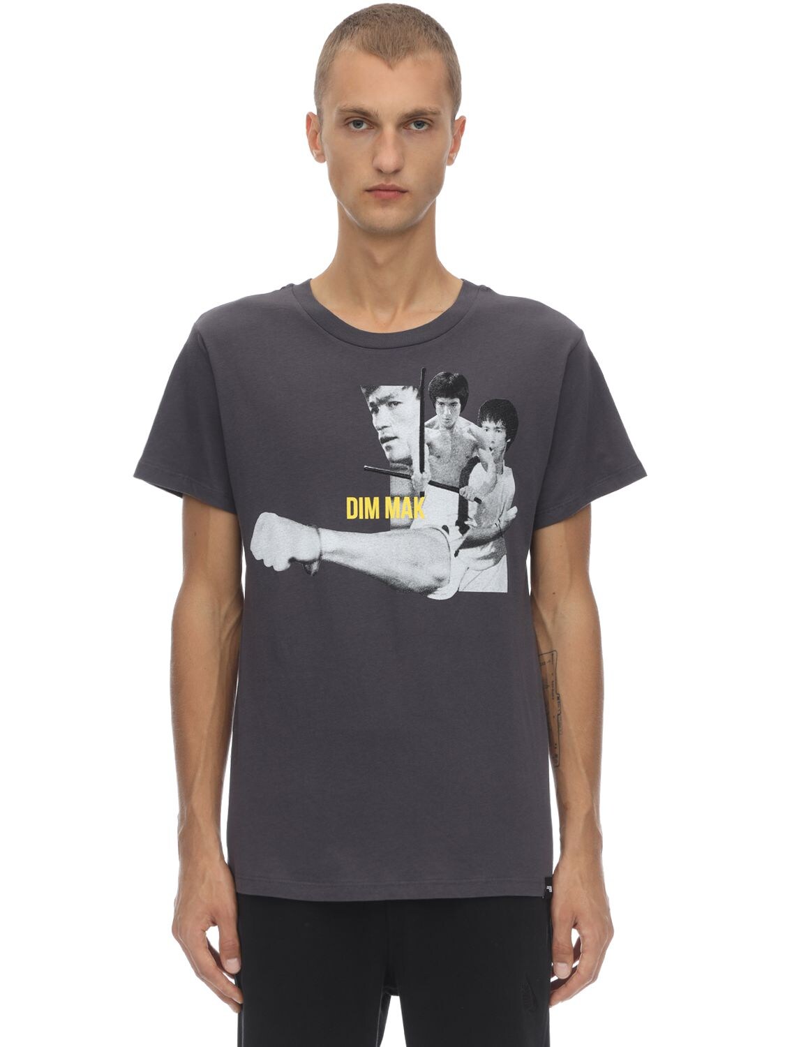 Dim Mak Collection Bruce Lee Fist Cotton Jersey T-shirt In Grey