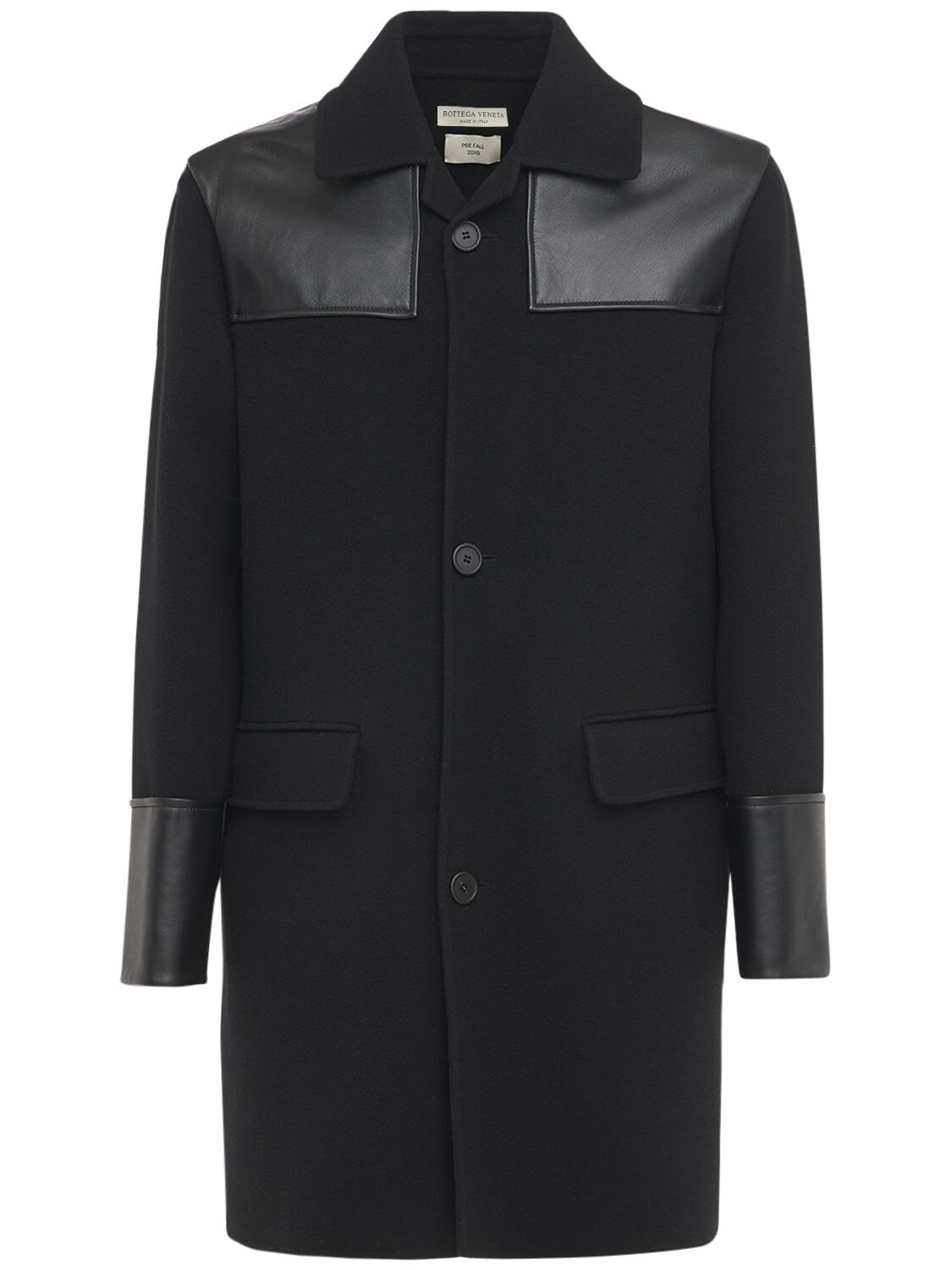 Double Wool Coat W/ Leather Details