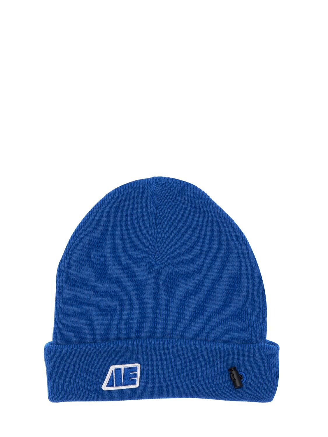 Ader Error Embroidered Wool & Acrylic Beanie Hat In Blue