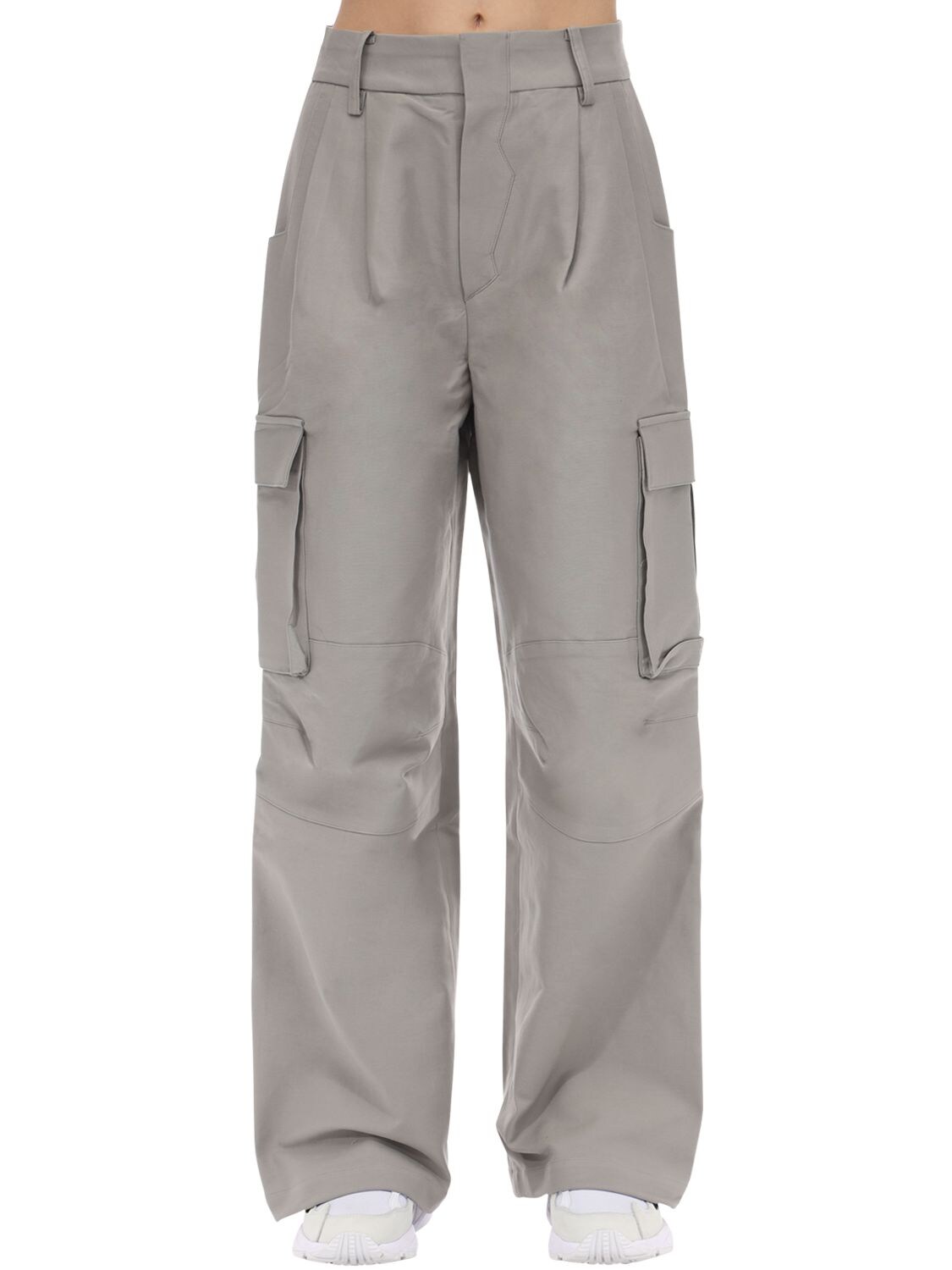 Ader Error Oversized Cotton Cargo Pants In Grey