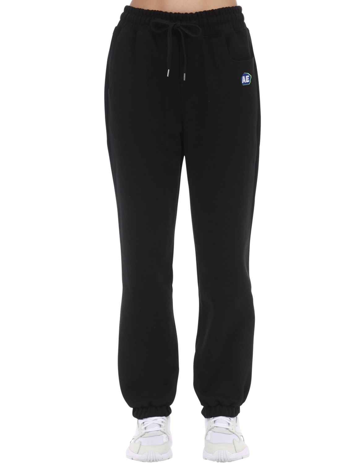 Ader Error Cotton Jersey & Tech Sweatpants In Black