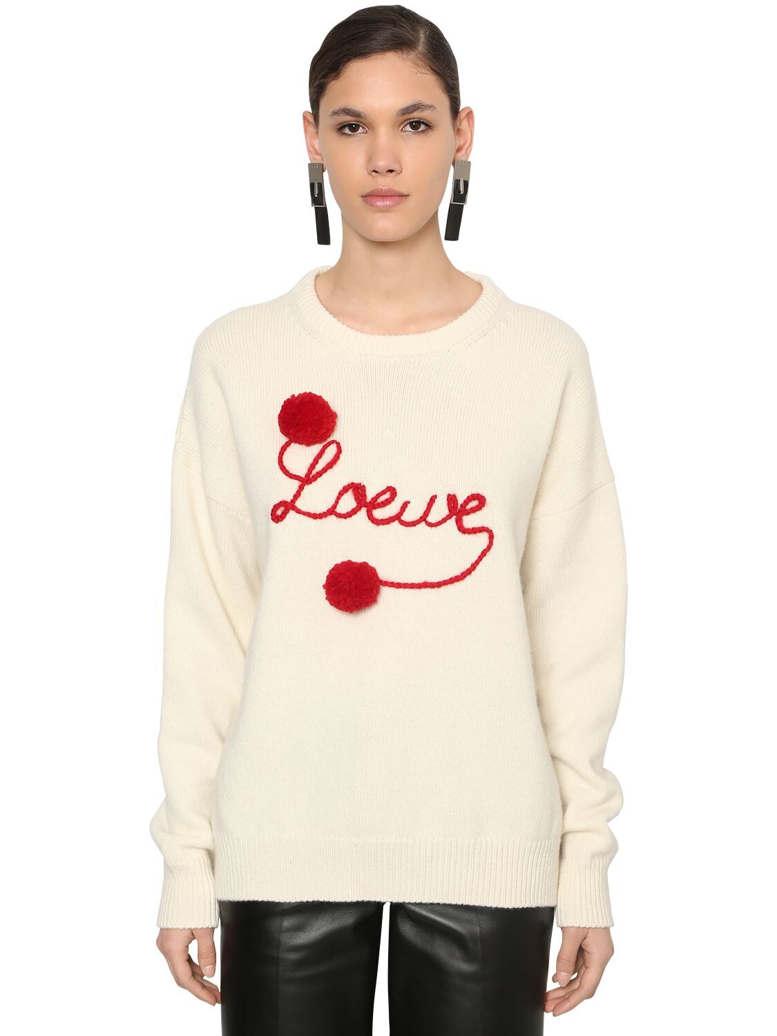 LOEWE LOGO刺绣羊毛针织毛衣,70IVHM033-MJEWNW2