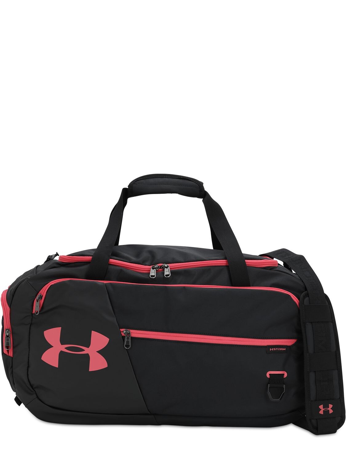 Under Armour 4.0 Md Duffel Bag In Black,coral