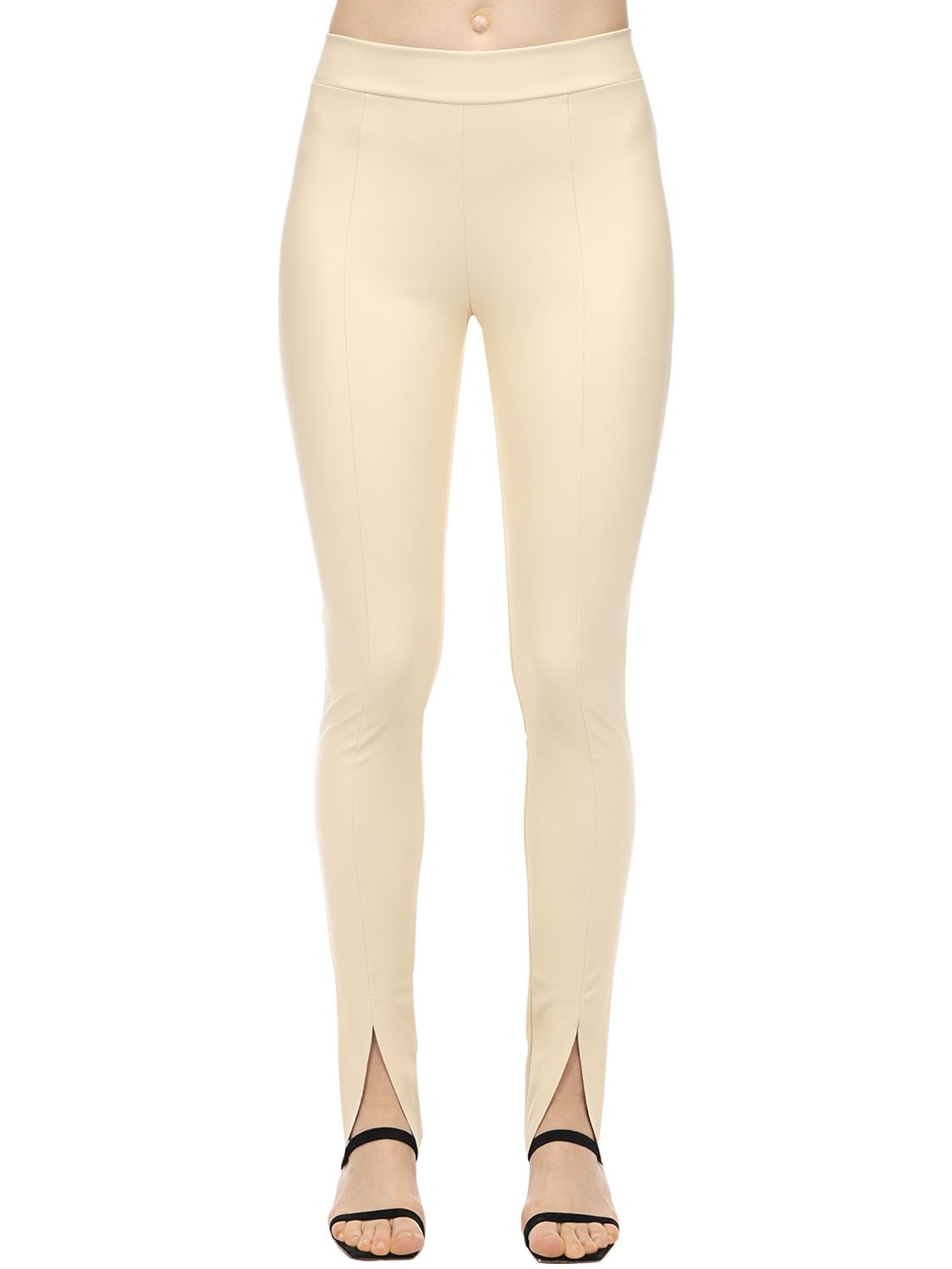 Wolford Estella Form Fit Faux Leather Leggings In Ivory