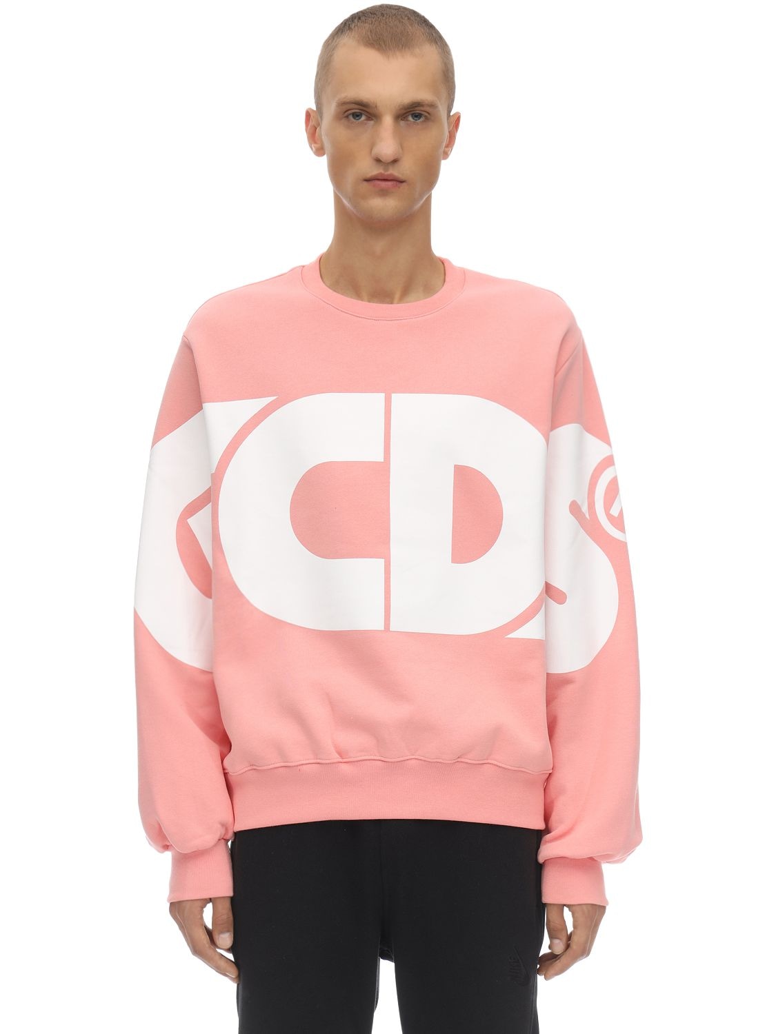 Gcds Huge Cotton Sweatshirt In Pink