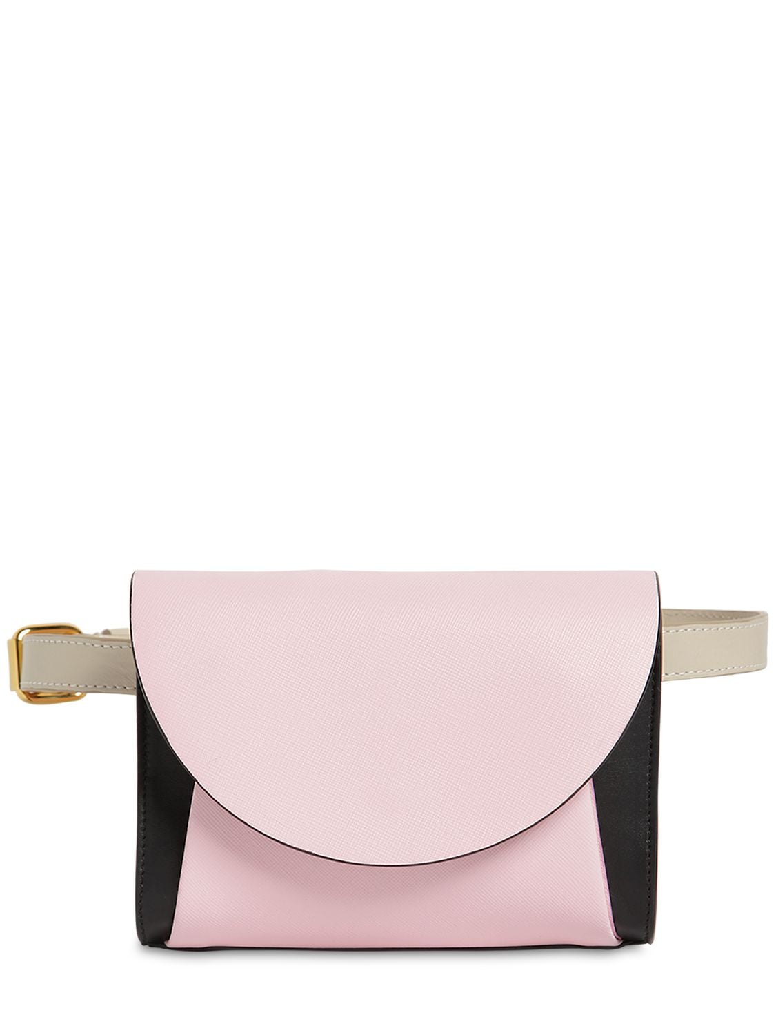 Marni Law Color Block Leather Belt Bag In Pink,black