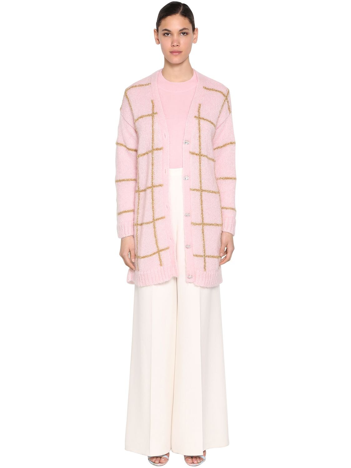 Delpozo Oversized Mohair Blend Cardigan In Pink