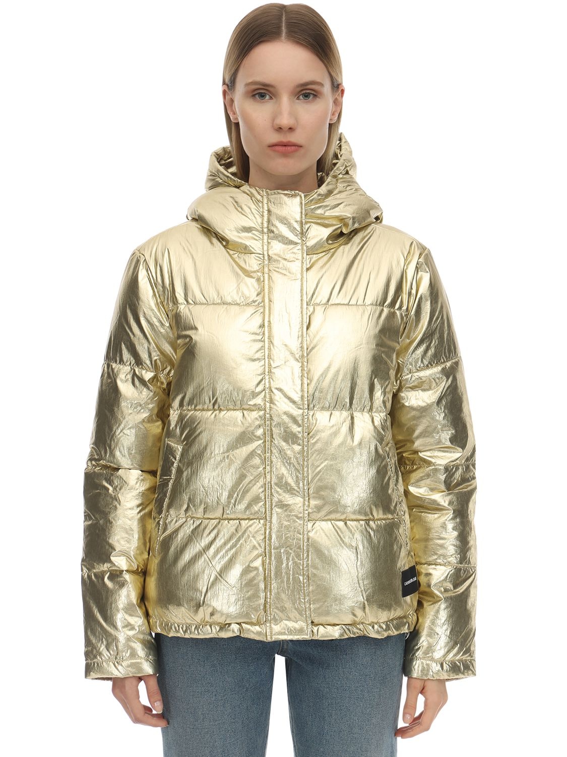 Calvin Klein Jeans Est.1978 Nylon Puffer Jacket In Gold