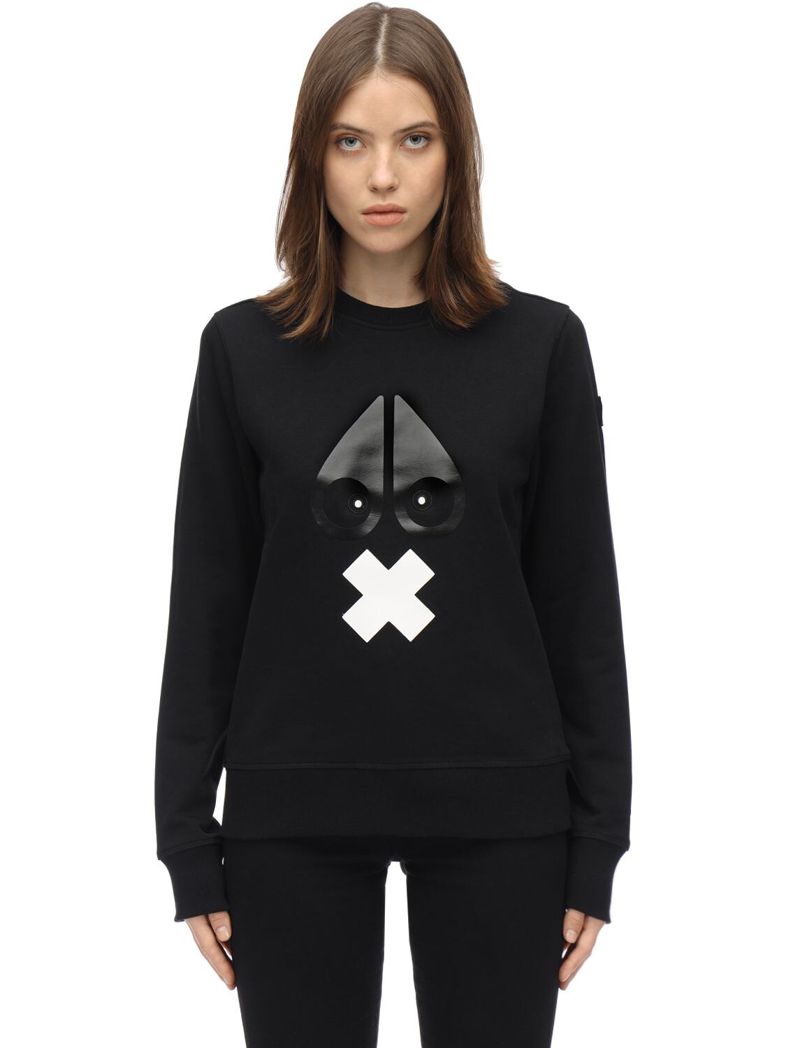 Moose Knuckles X-marks Cotton Jersey Sweatshirt In Black
