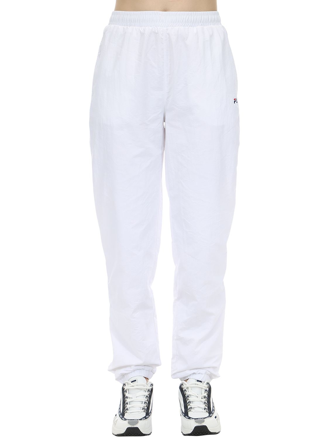Fila Logo Nylon Track Pants In White