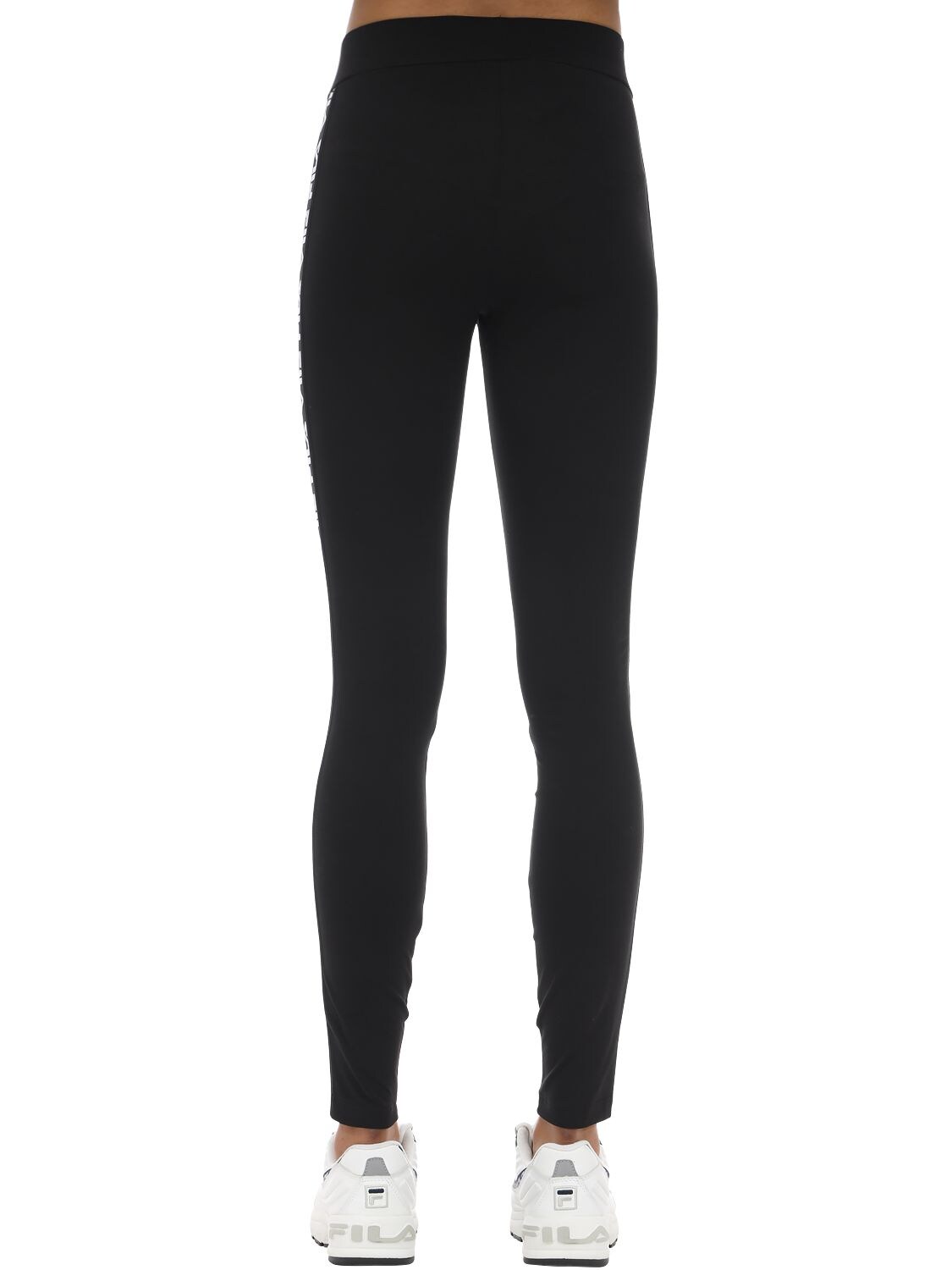 pik Bont Prestigieus Fila Logo Tape Stretch Cotton Leggings In Black | ModeSens