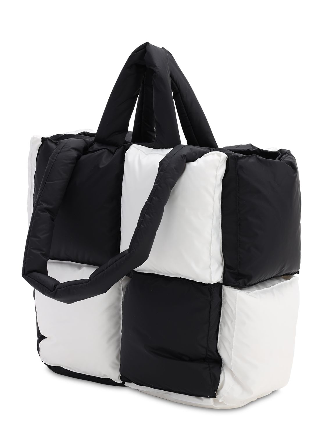 Download Off-white Small Bicolor Puffy Nylon Tote Bag In Black ...