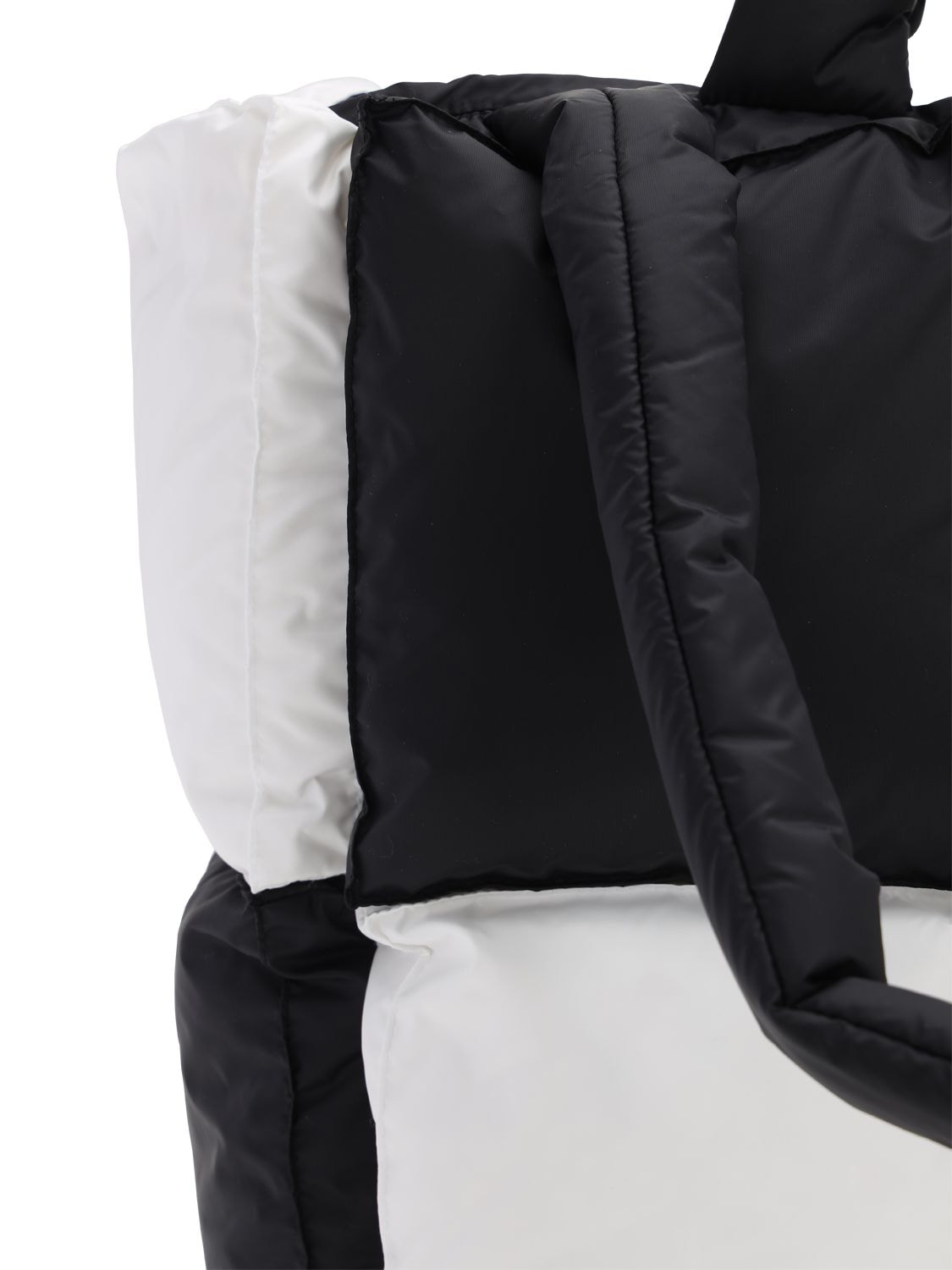 Off-White Small Bicolor Puffy Nylon Tote Bag In Black,White | ModeSens