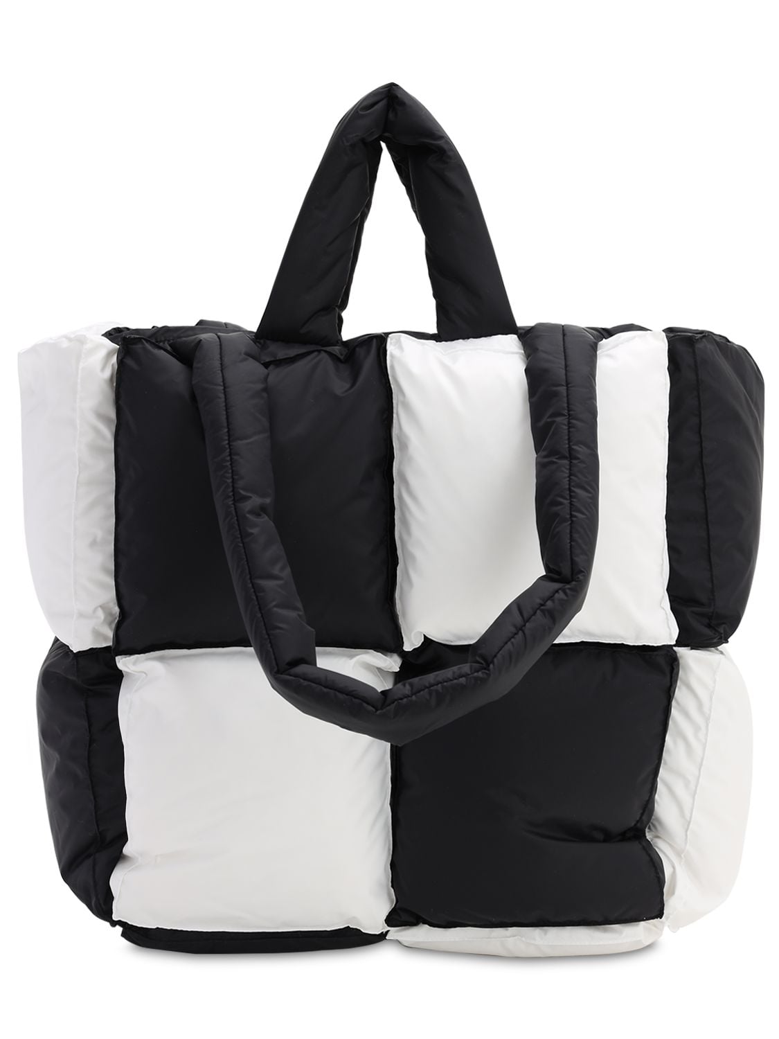 Off-white Small Bicolor Puffy Nylon Tote Bag In Black | ModeSens