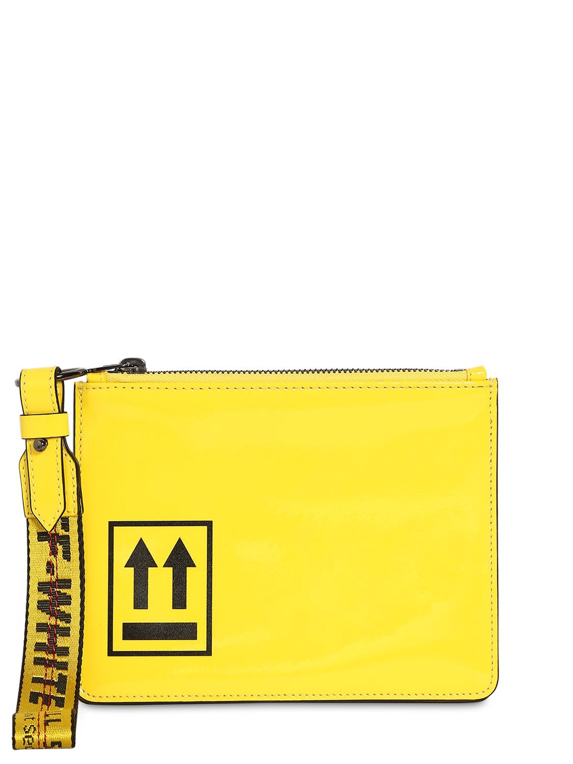 Off-white Patent Leather Pouch In Yellow