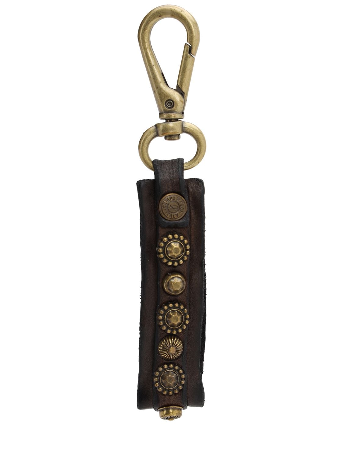 Campomaggi Studded Leather Keychain In Brown