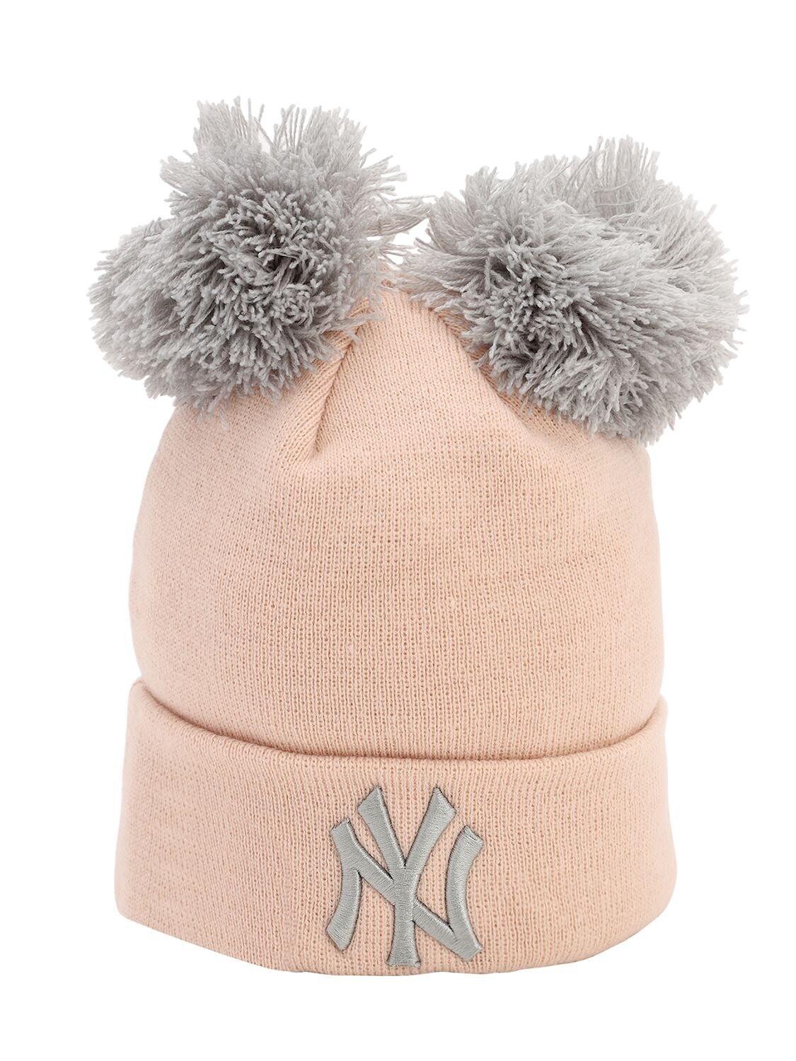 New Era Double Pompom Ny Yankees Knit Beanie In Pink