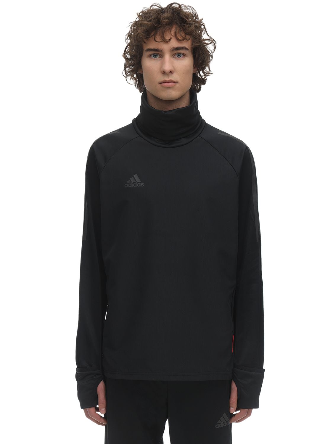 Adidas Football 长袖科技织物保暖上衣 In Black