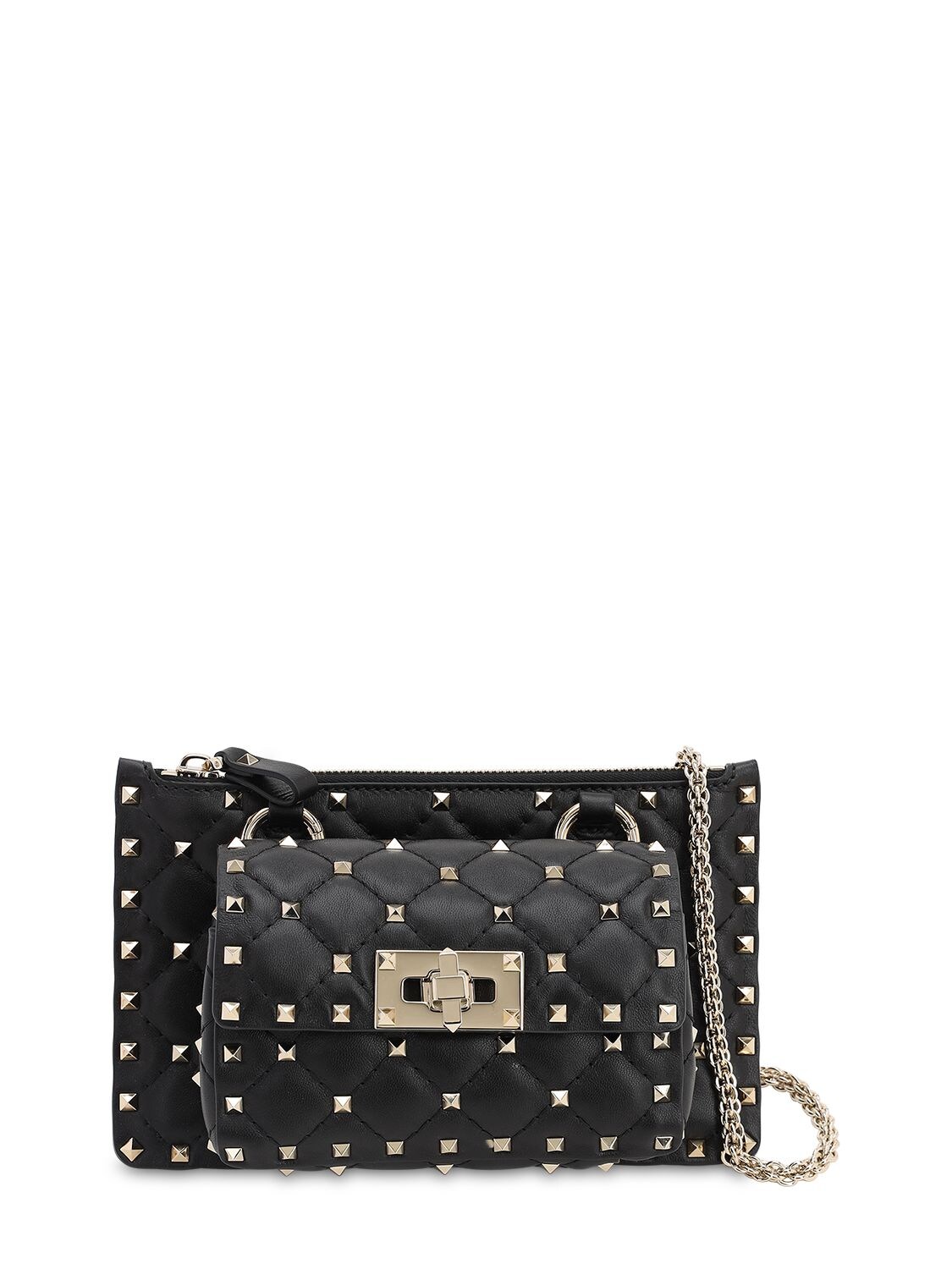 Valentino Garavani Mini Rockstud Spike Leather Shoulder Bag In Black ...