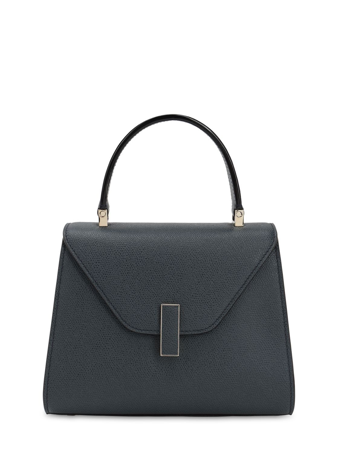 Valextra Mini Iside Grained Leather Bag In Petrolio