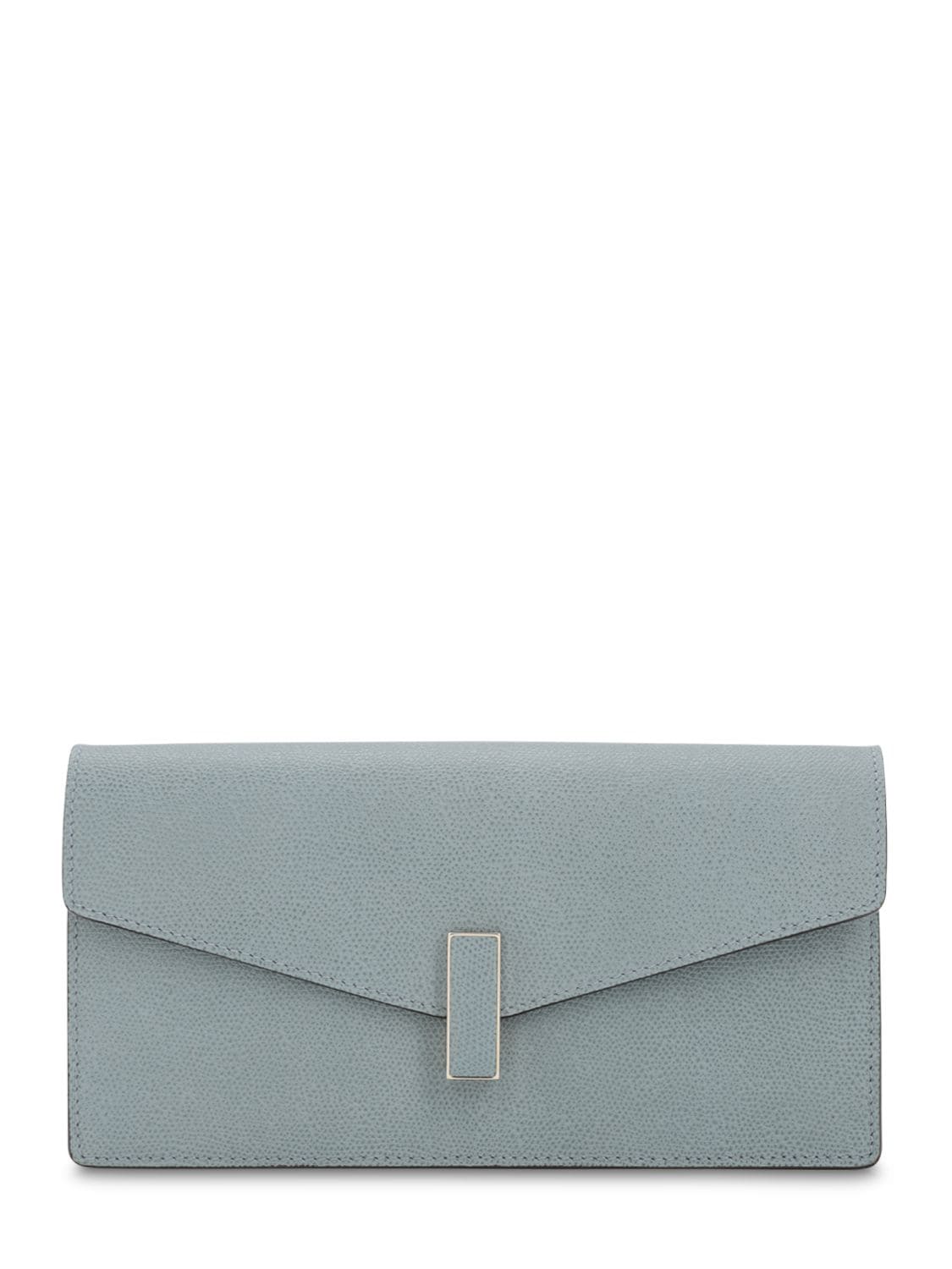 Valextra Iside Grained Leather Clutch In Polvere