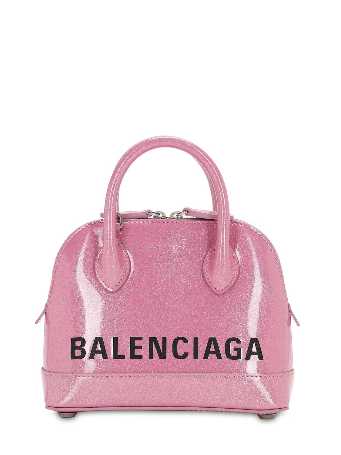 Balenciaga Xxs Ville Glittered Top Handle Bag In Old Rose