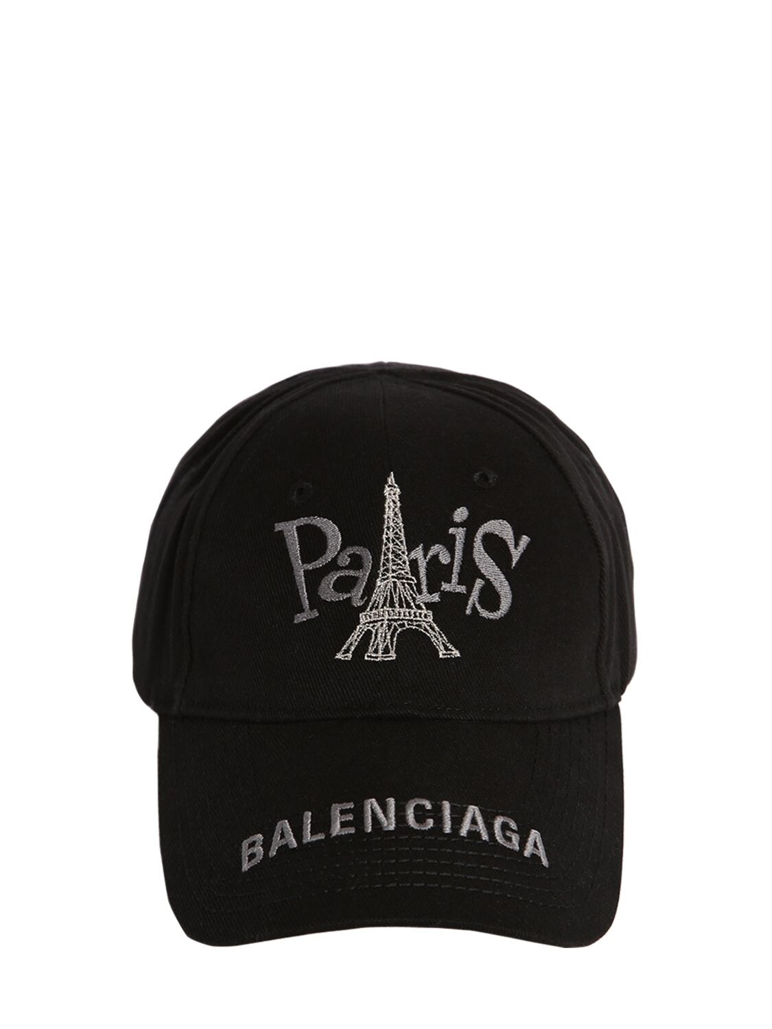 Balenciaga Embroidered Cotton Baseball Hat In Black