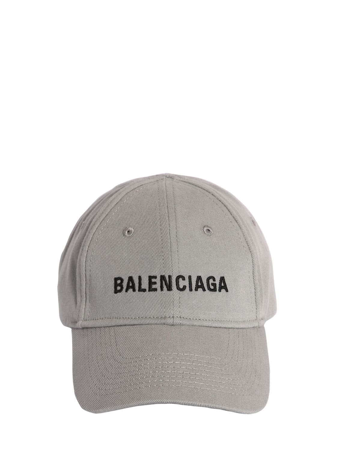 Balenciaga Embroidered Logo Cotton Baseball Hat In Grey