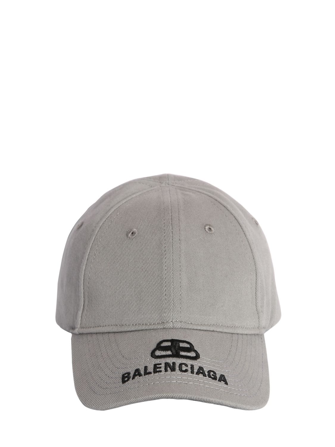 Balenciaga Bb Embroidered Logo Cotton Baseball Hat In Grey