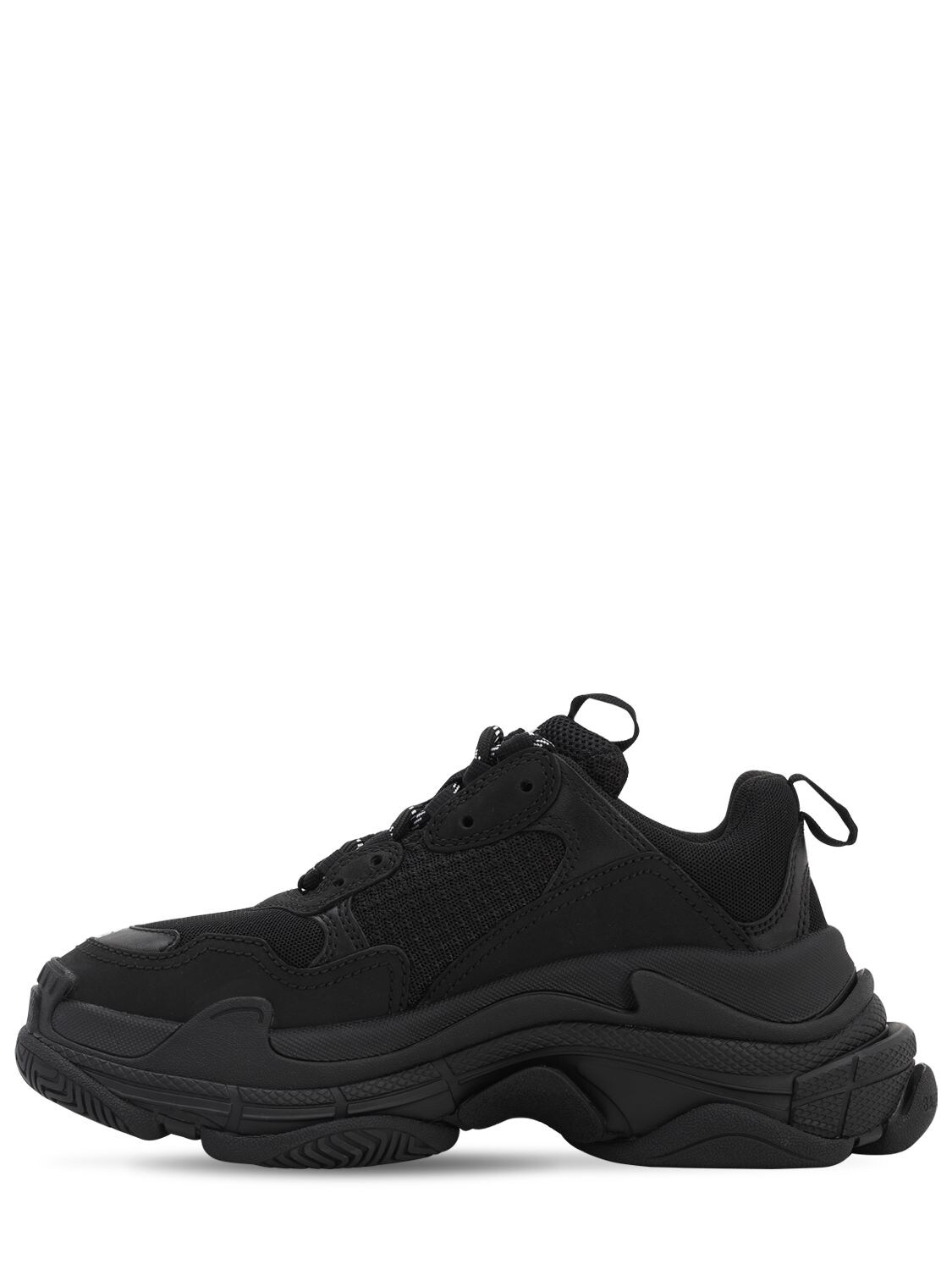 Shop Balenciaga 60mm Triple S Faux Leather Sneakers In Black