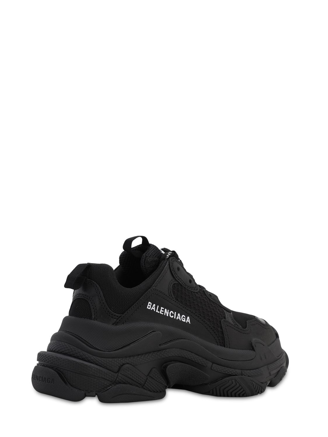 Shop Balenciaga 60mm Triple S Faux Leather Sneakers In Black