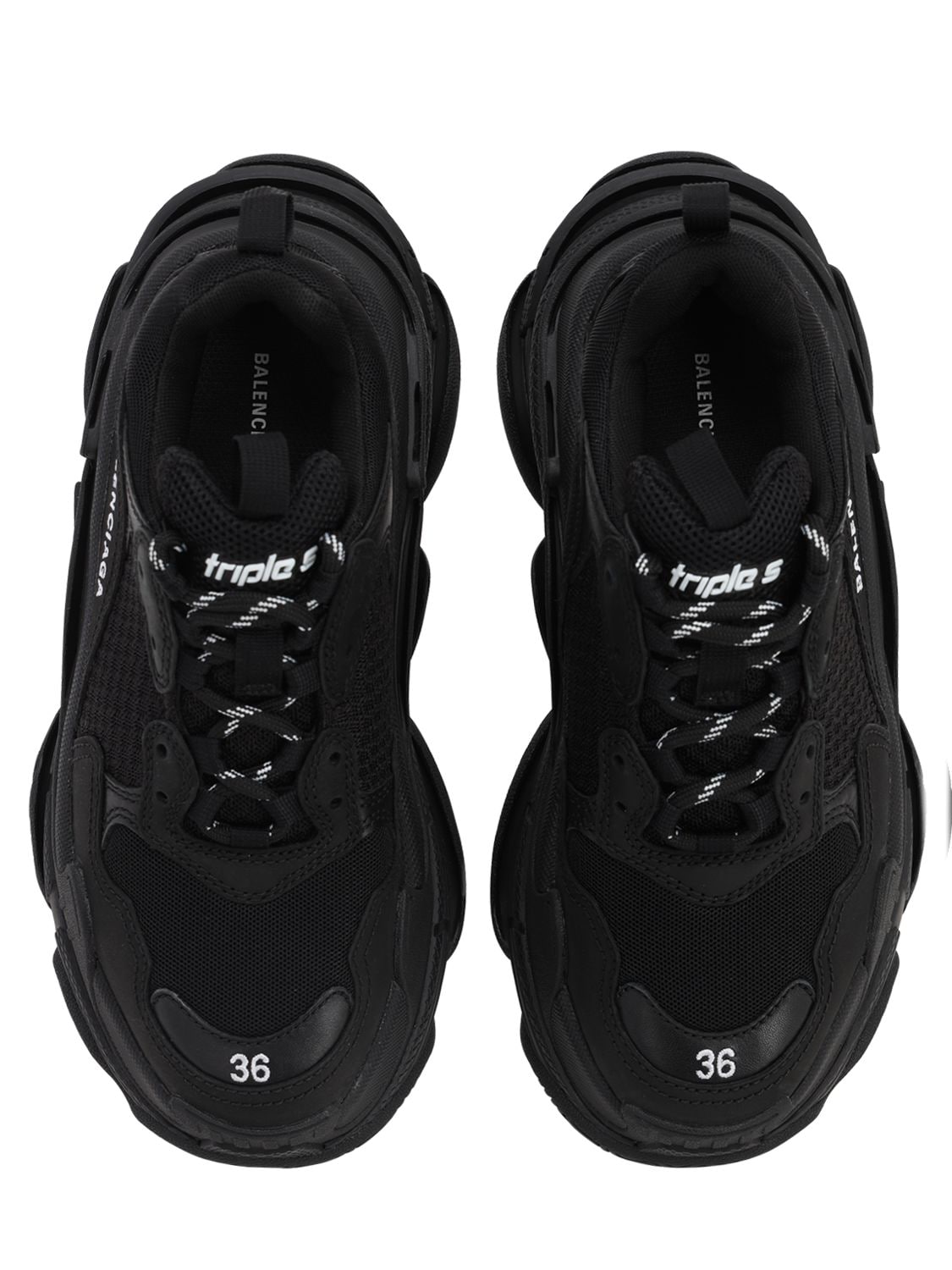 Shop Balenciaga 60mm Triple S Faux Leather Sneakers In Black