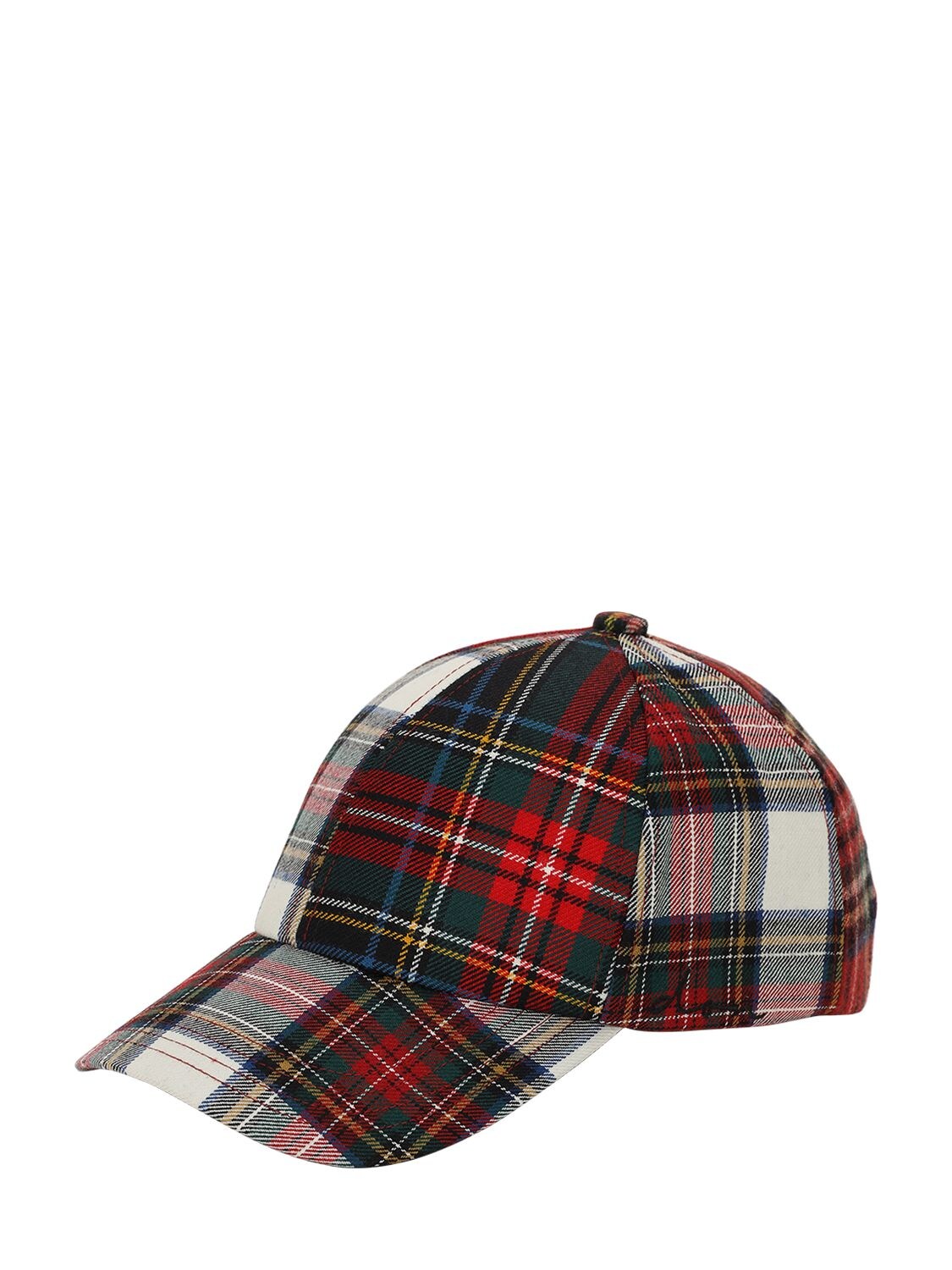 Don Wool Tartan Coated Canvas Baseball Hat In Red Mix