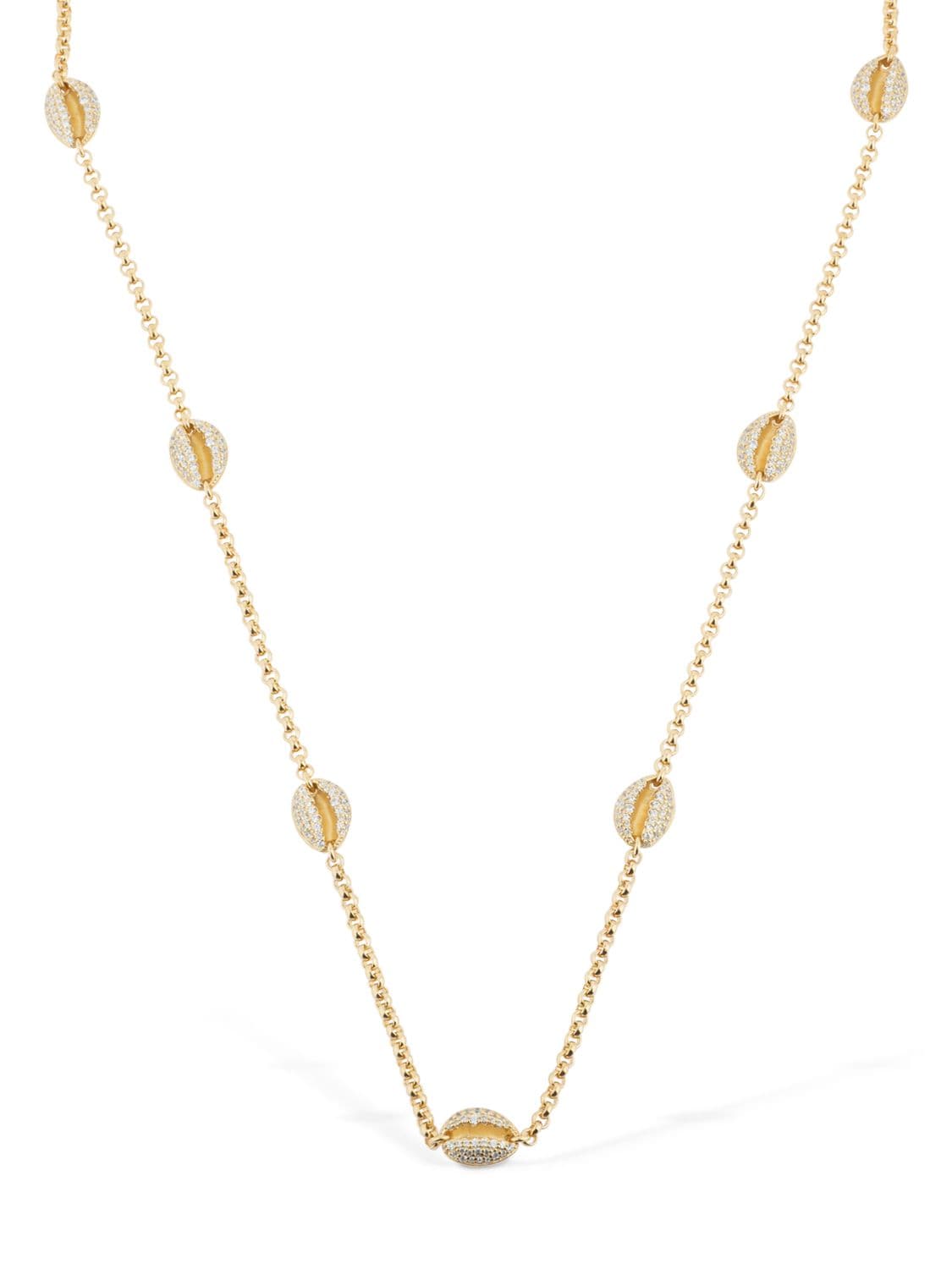 Apm Monaco Toi Et Moi Mini Seashell Necklace In Gold,crystal