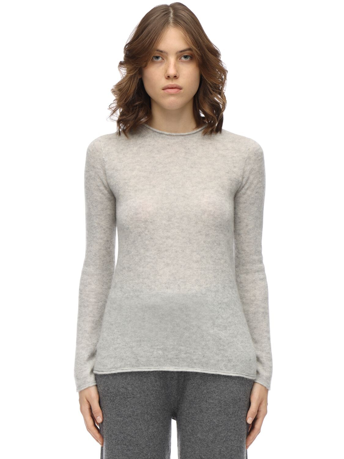 Agnona Cashmere & Silk Knit Sweater In Light Grey