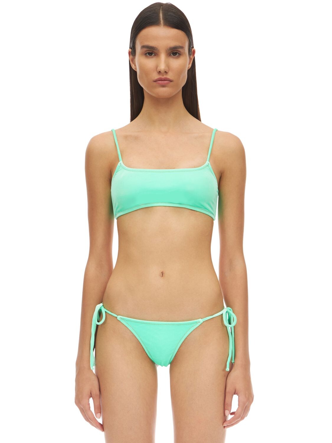Reina Olga Stella Love Velvet Bikini Set In Green