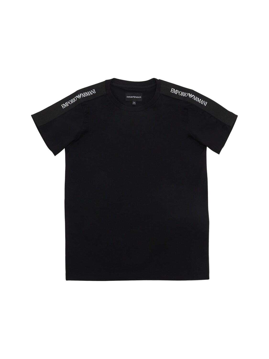 Emporio Armani Kids' Cotton Jersey T-shirt W/ Logo Bands In Black
