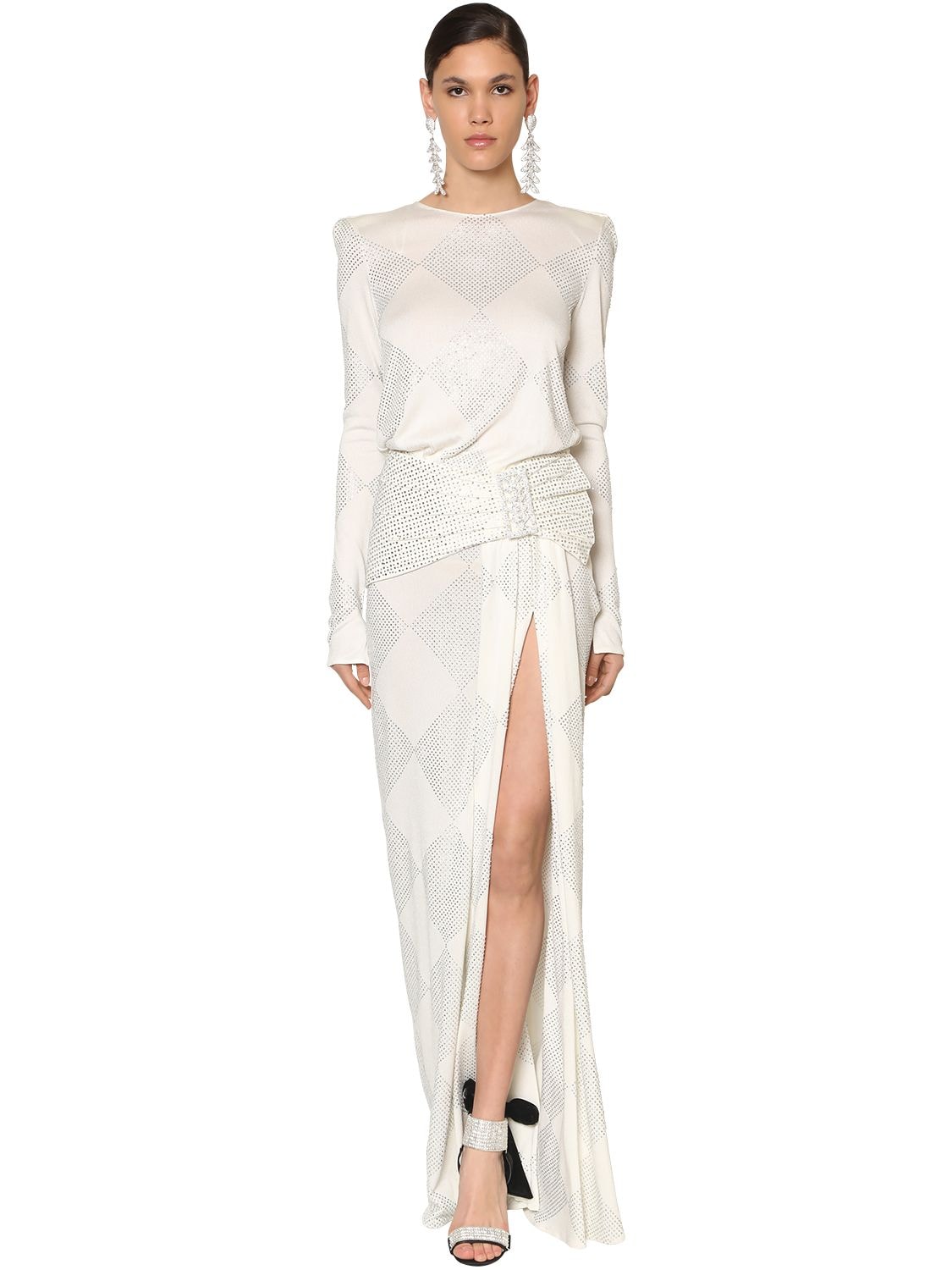 Raisa Vanessa Embellished Light Knit Dress In White
