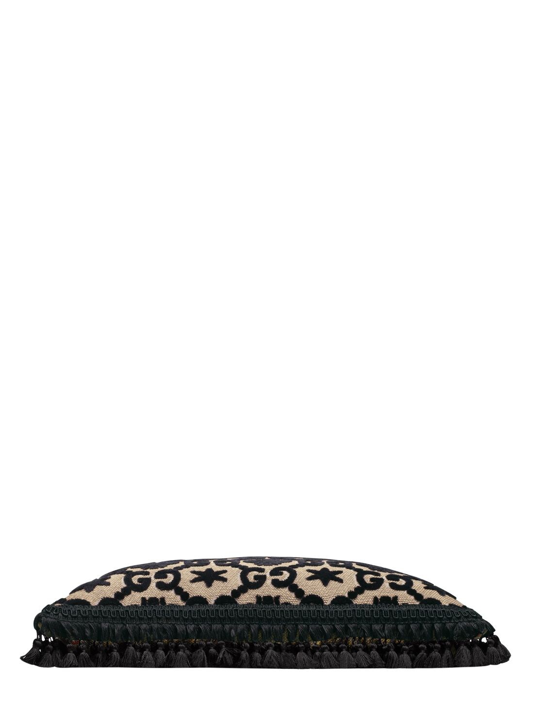 Shop Gucci Gg Jacquard Cushion In Black,multi